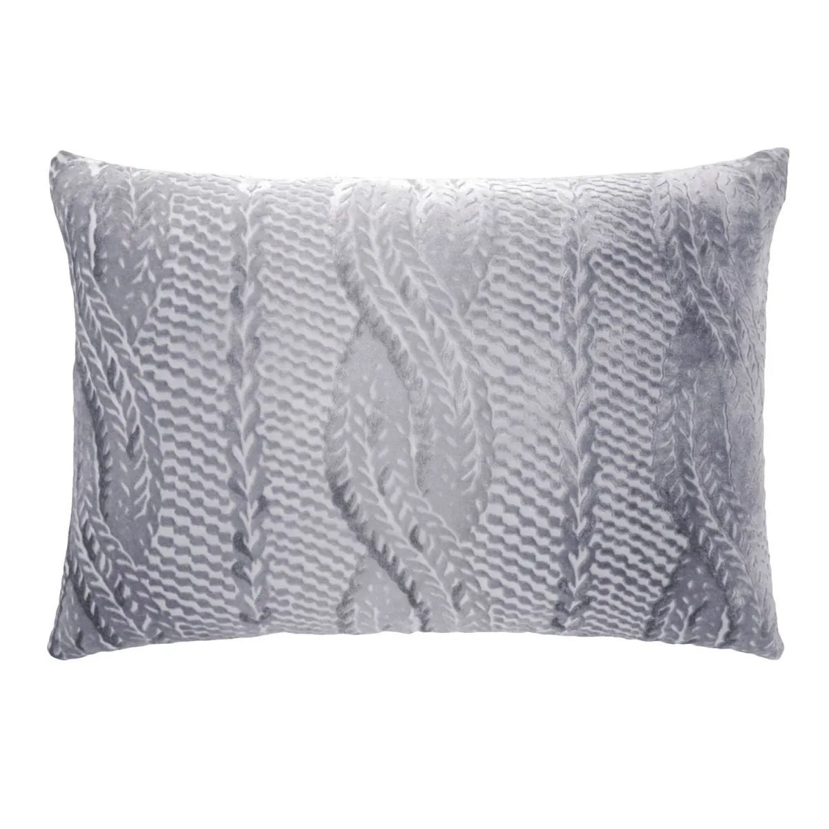 Silver Grey Cable Knit Velvet Pillow by Kevin O'Brien Studio