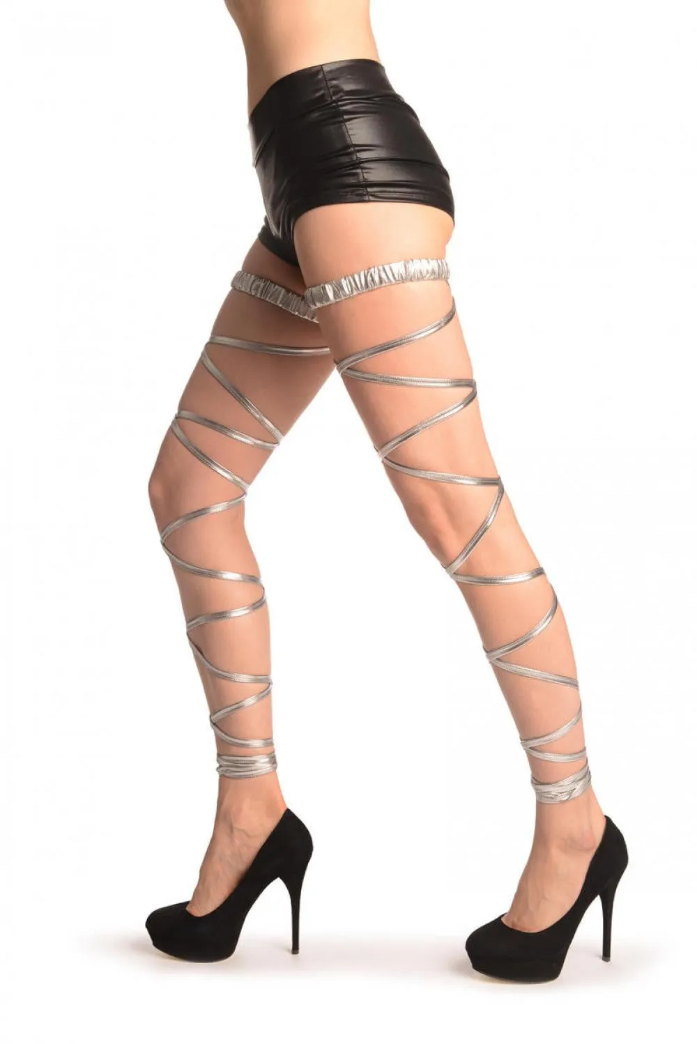 Silver Metallic Leg Wrap With Elasticated Top