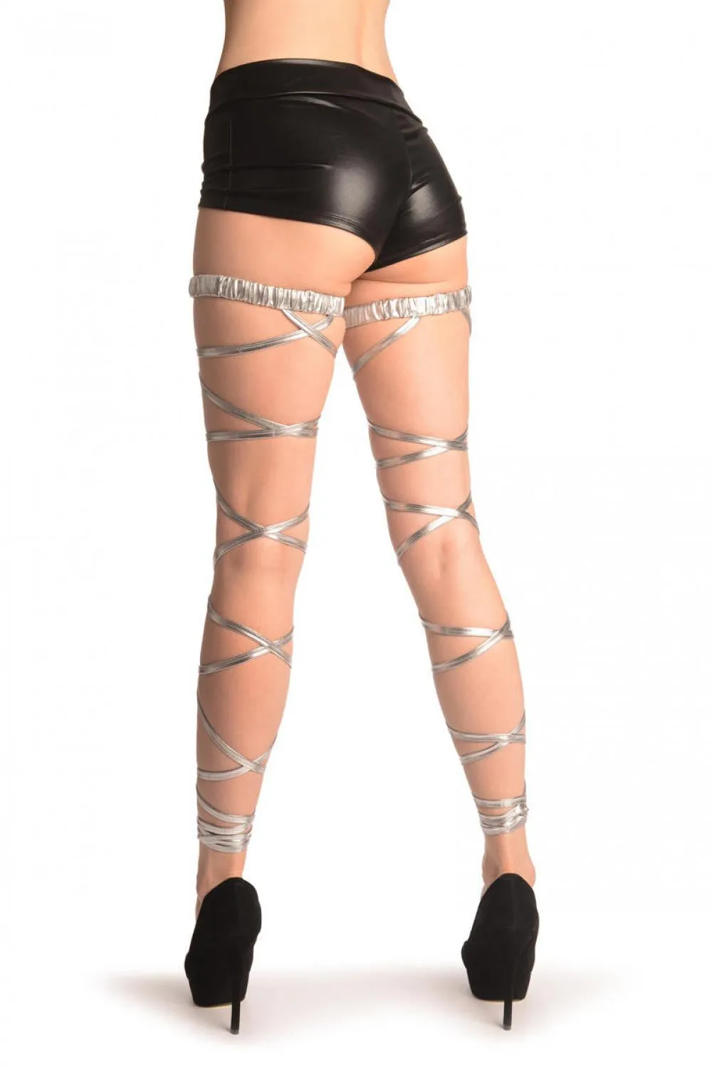 Silver Metallic Leg Wrap With Elasticated Top