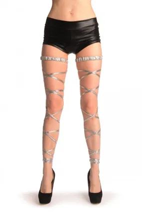 Silver Metallic Leg Wrap With Elasticated Top