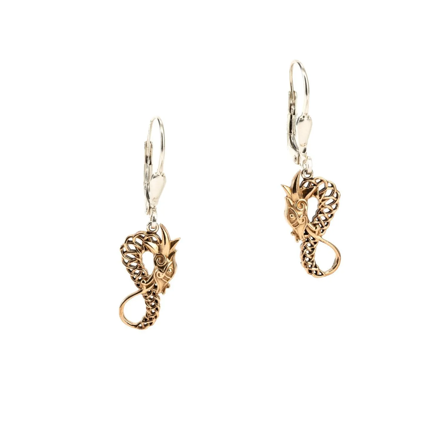 Silver or Silver and Bronze Dragon Earrings