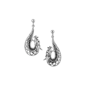 Silver or Silver and Bronze Dragon Post Earrings
