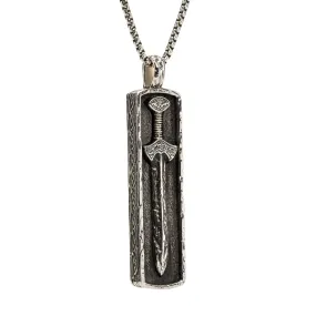 Silver or Silver and Bronze Framed Viking Sword Pendant Large