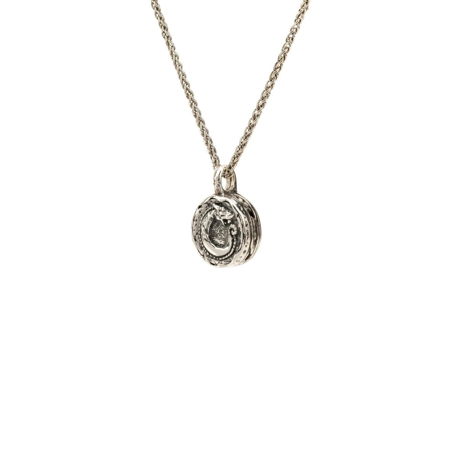 Silver or Silver and Bronze Petite Dragon Coin Pendant