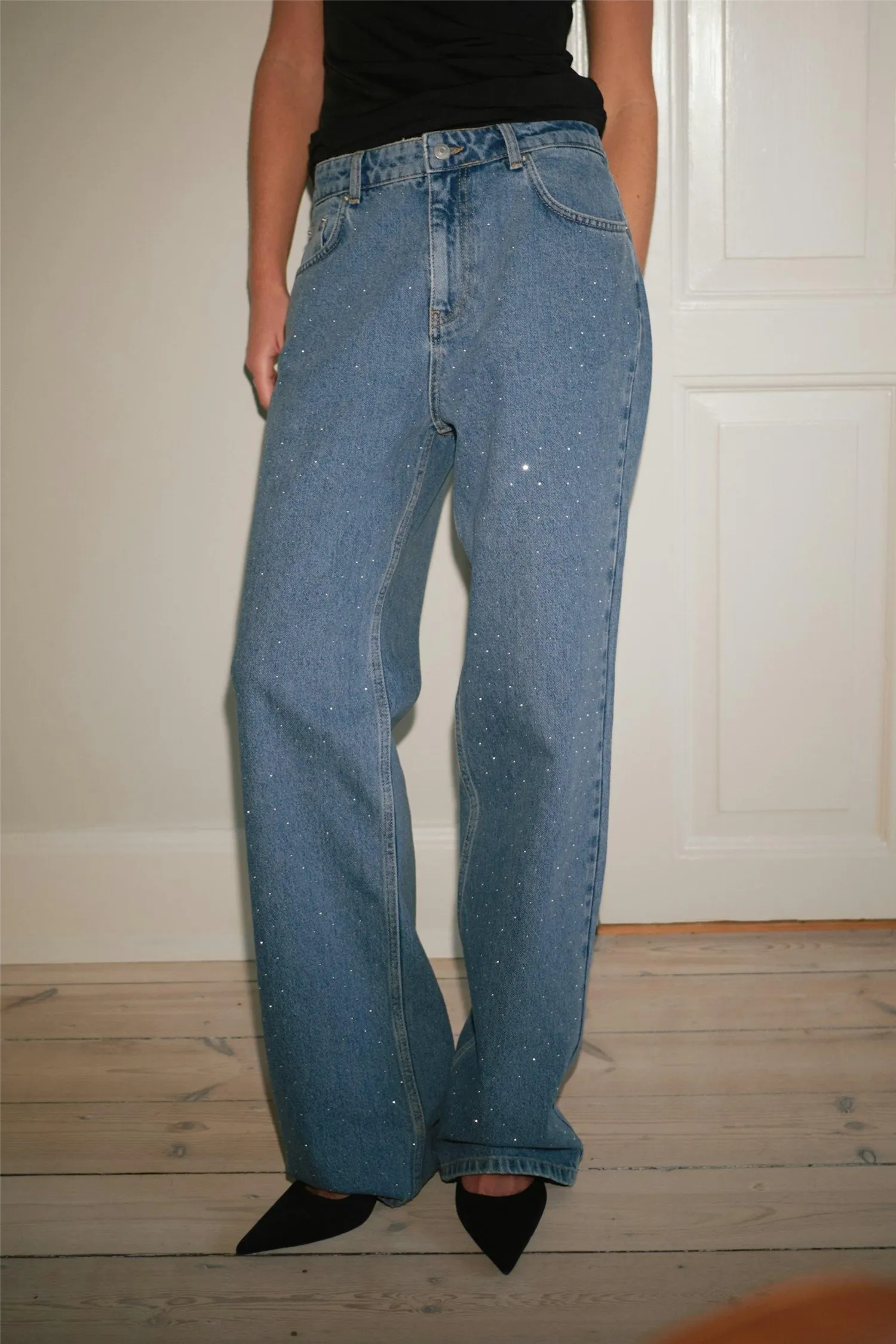 Simona Bedazzled Pants Stonewash