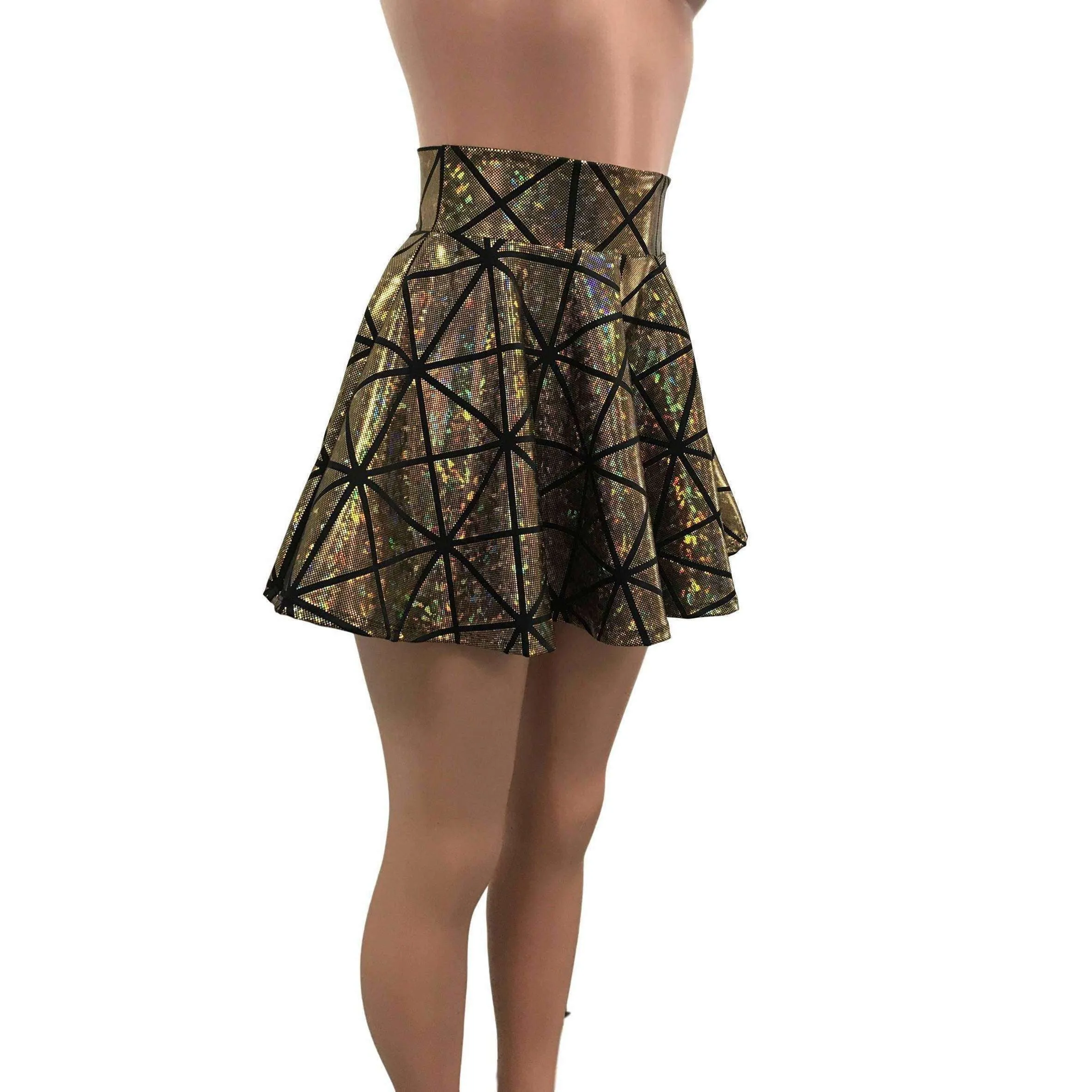 Skater Skirt - Gold Glass Pane Holographic