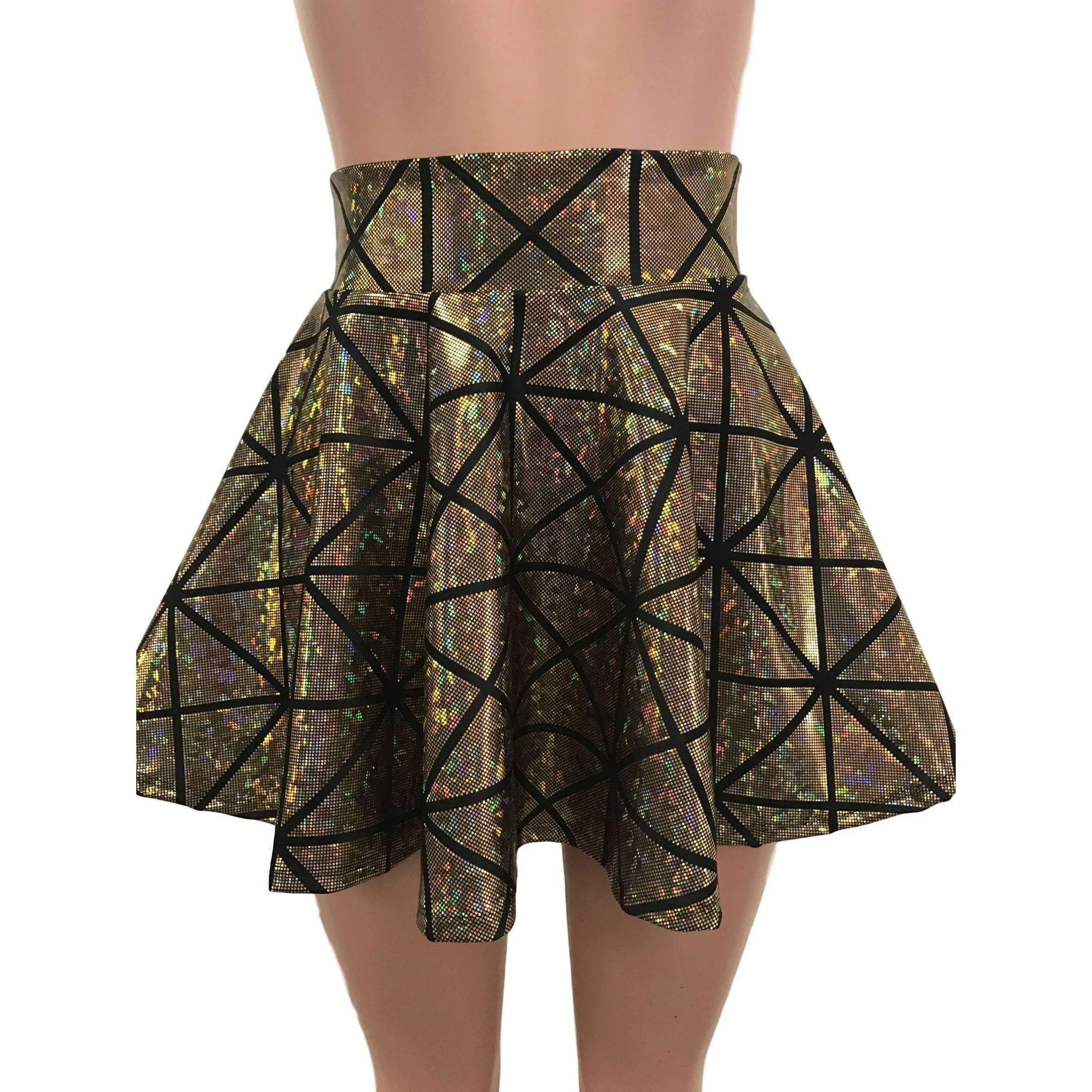 Skater Skirt - Gold Glass Pane Holographic