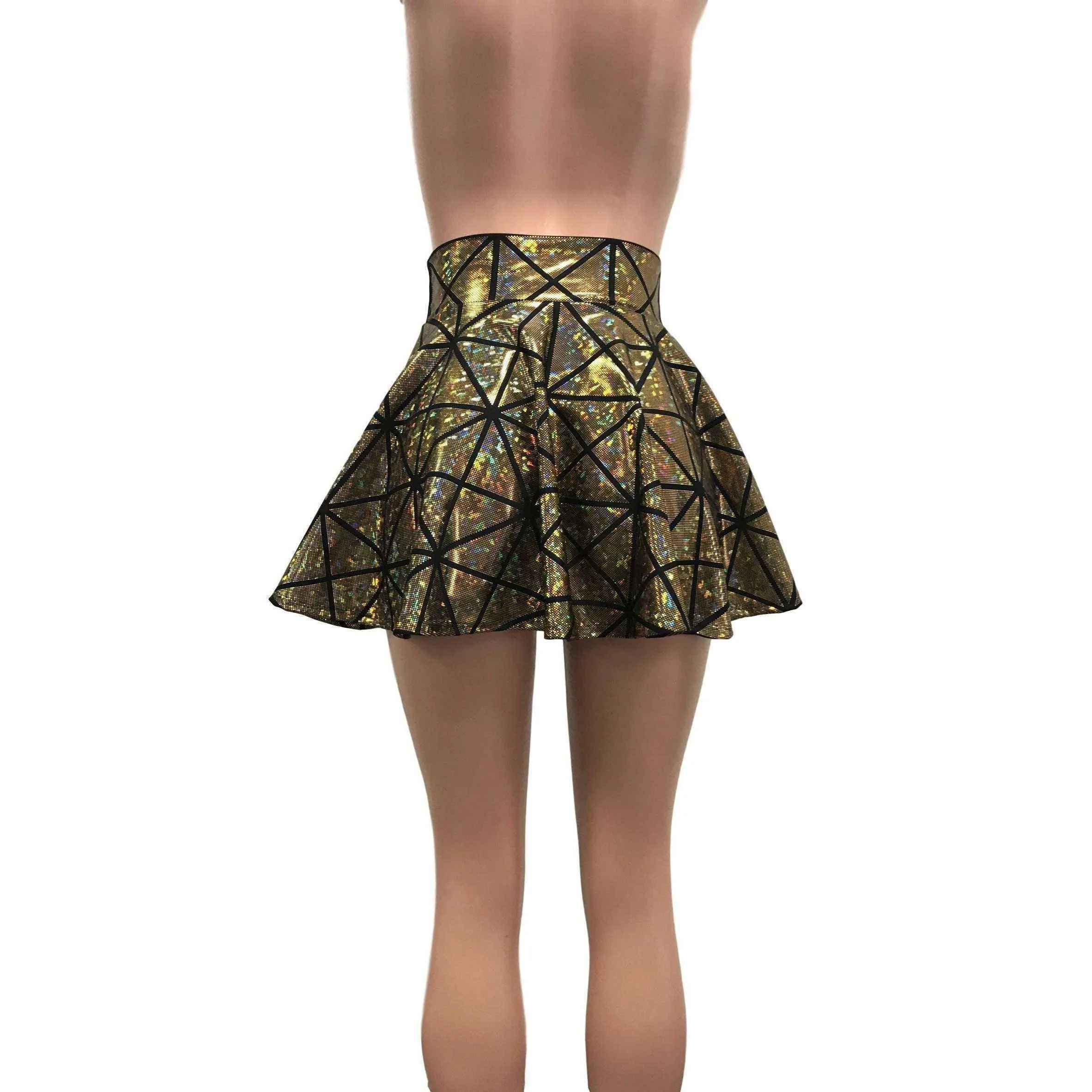 Skater Skirt - Gold Glass Pane Holographic