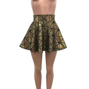 Skater Skirt - Gold Glass Pane Holographic