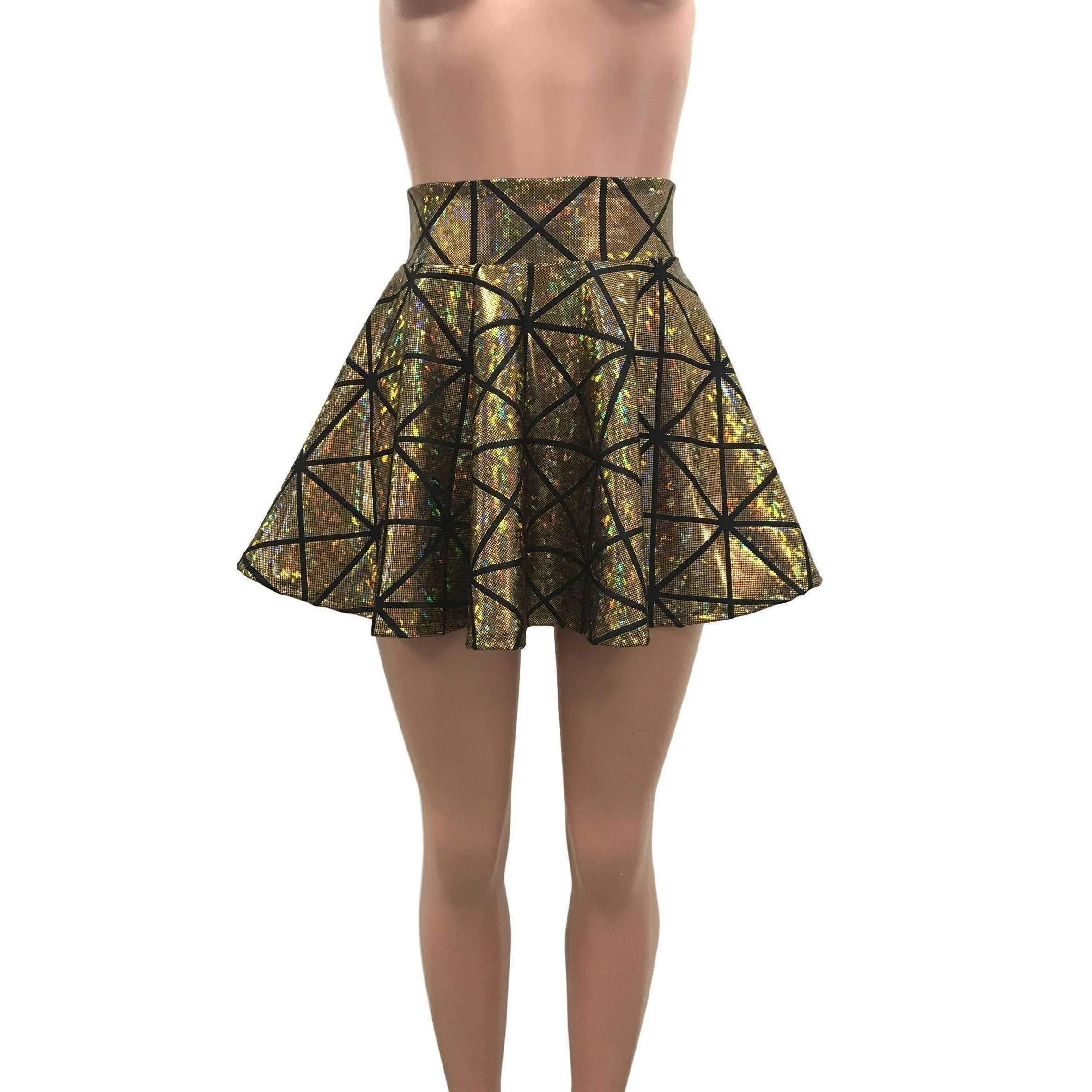 Skater Skirt - Gold Glass Pane Holographic