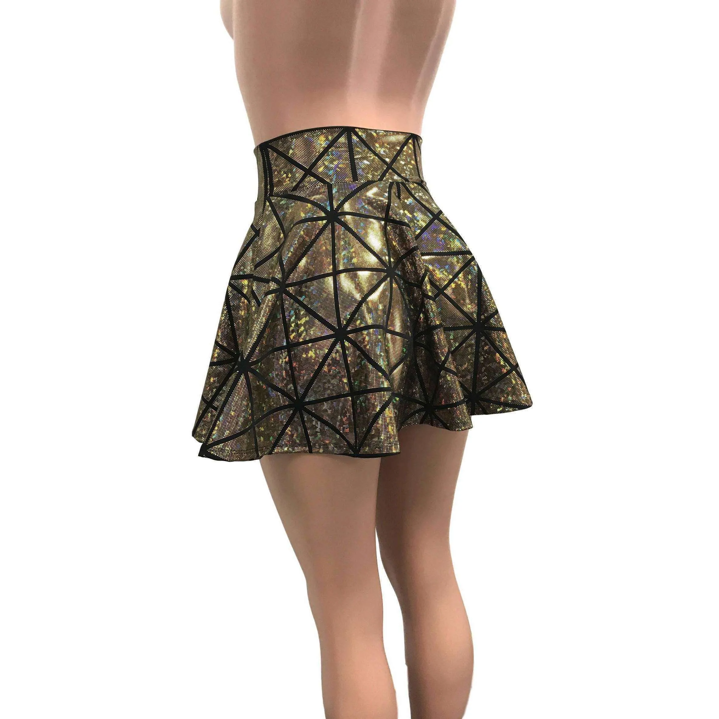 Skater Skirt - Gold Glass Pane Holographic