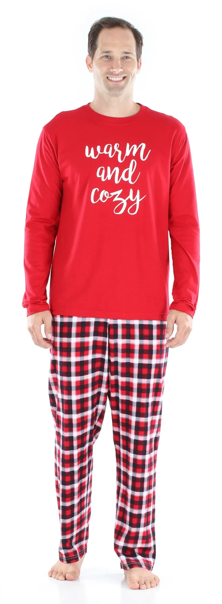 SleepytimePjs Red Plaid Holiday Family Matching Warm and Cozy Pajama Sets