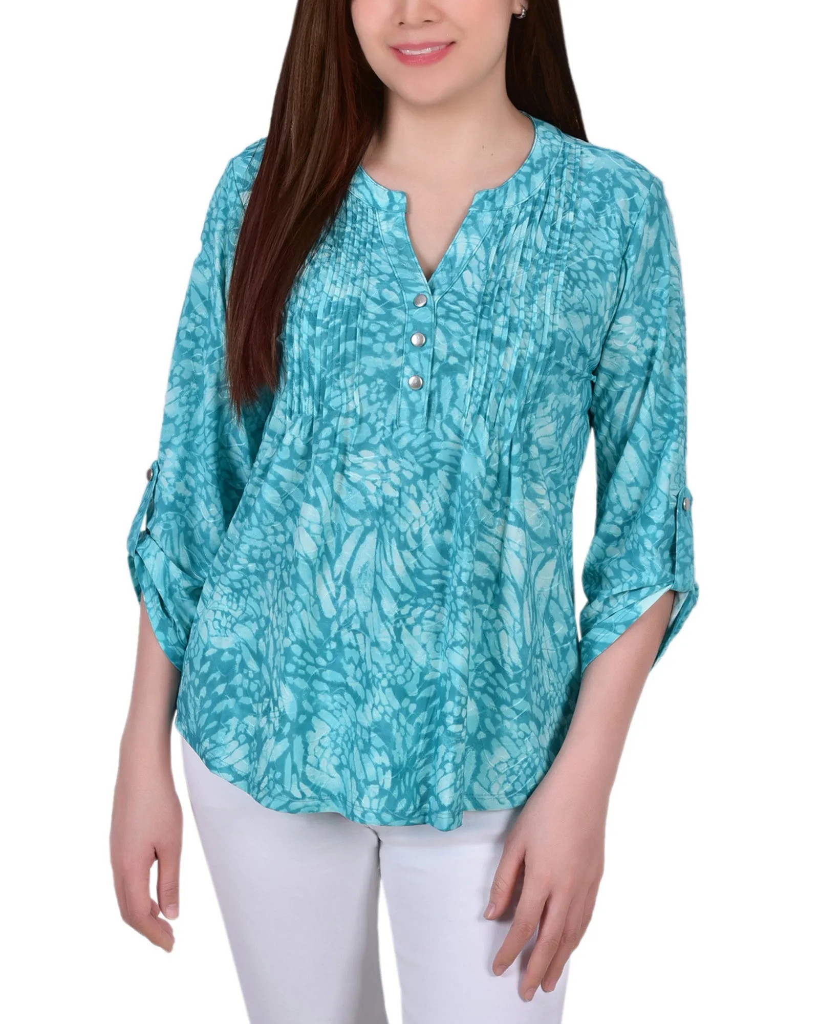 Sleeveless Jacquard Y Neck Top