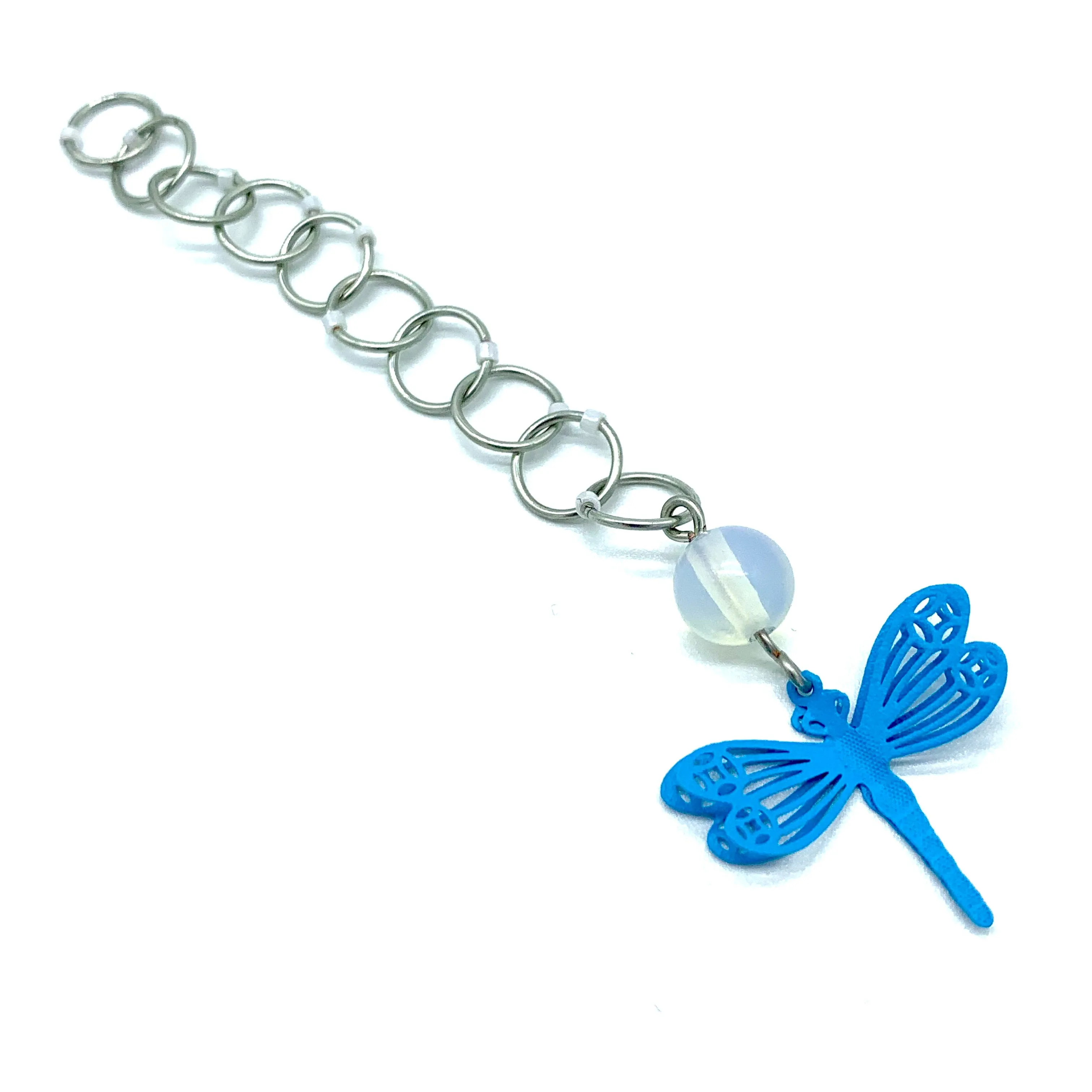 Snagless Beaded Chain Row Counter ~ Blue Dragonfly