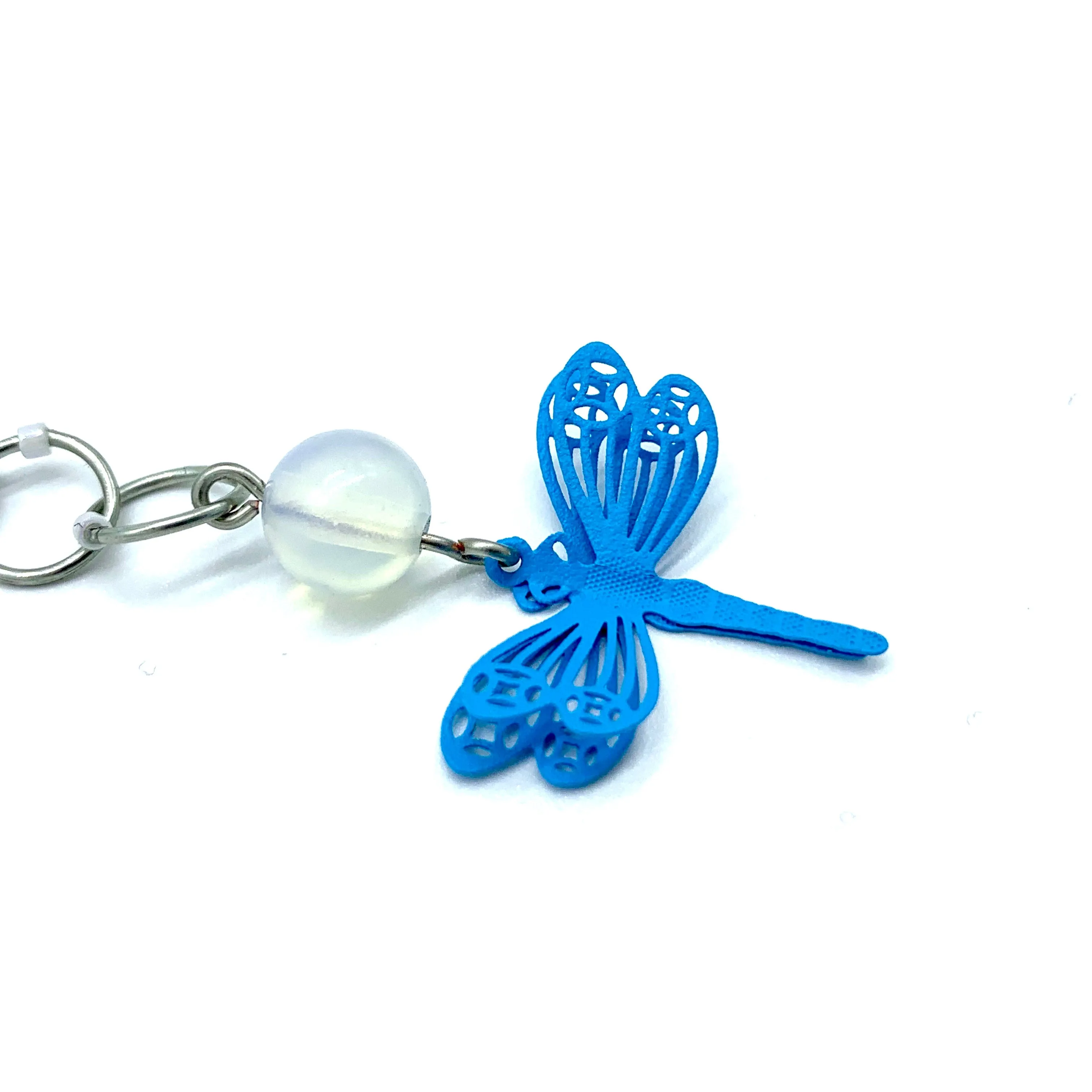 Snagless Beaded Chain Row Counter ~ Blue Dragonfly