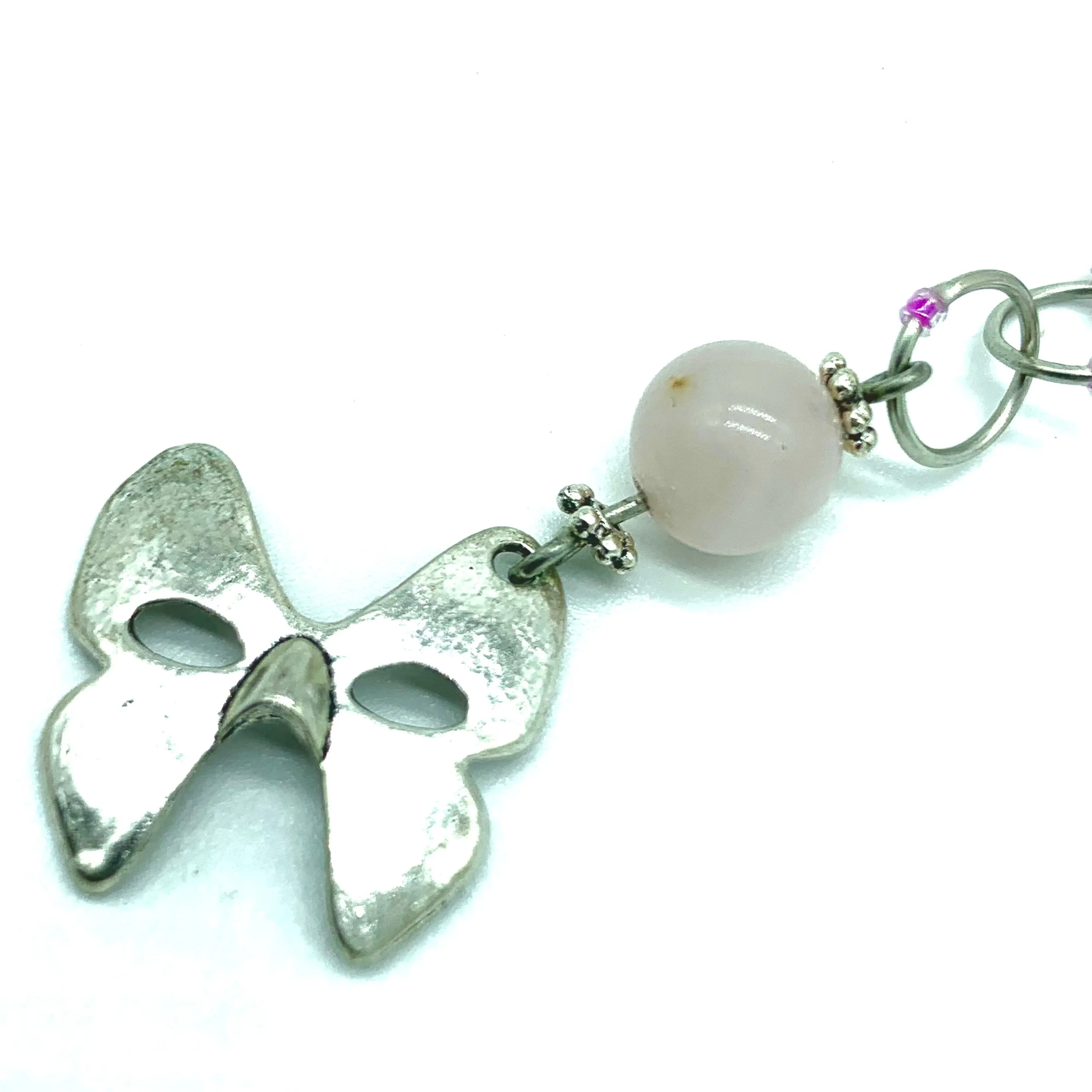 Snagless Beaded Chain Row Counter ~ Nymphalidae with Rose Quartz