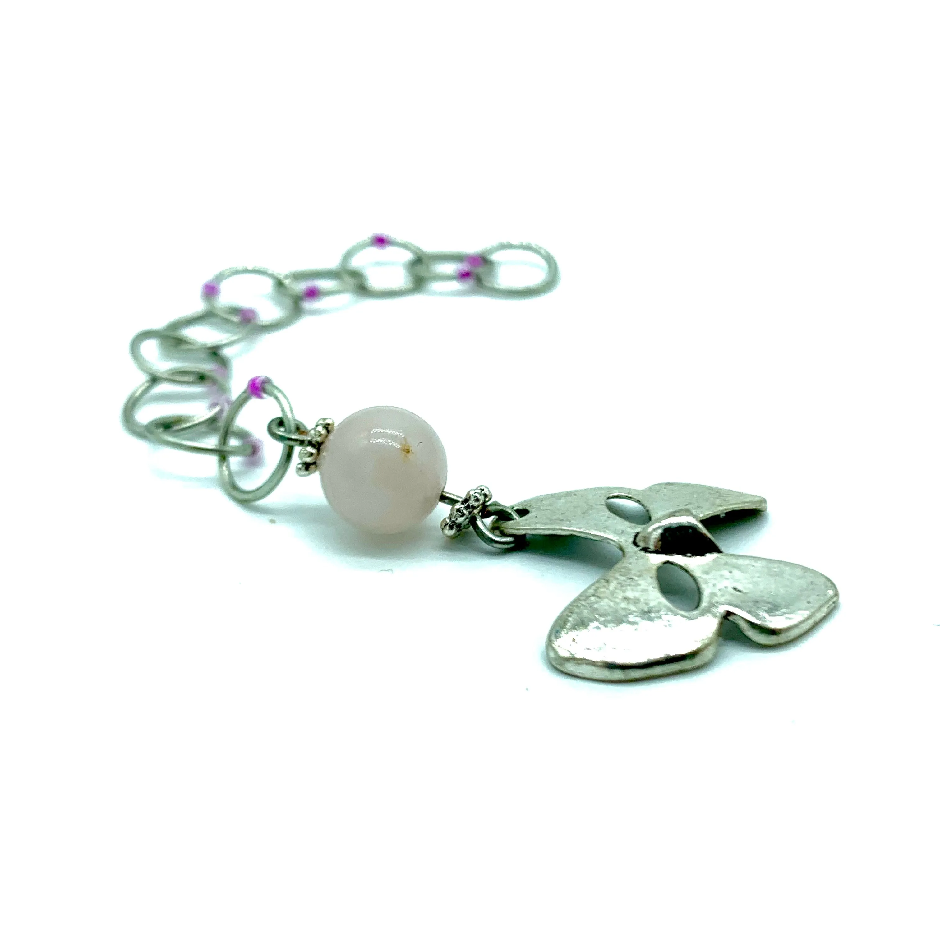 Snagless Beaded Chain Row Counter ~ Nymphalidae with Rose Quartz