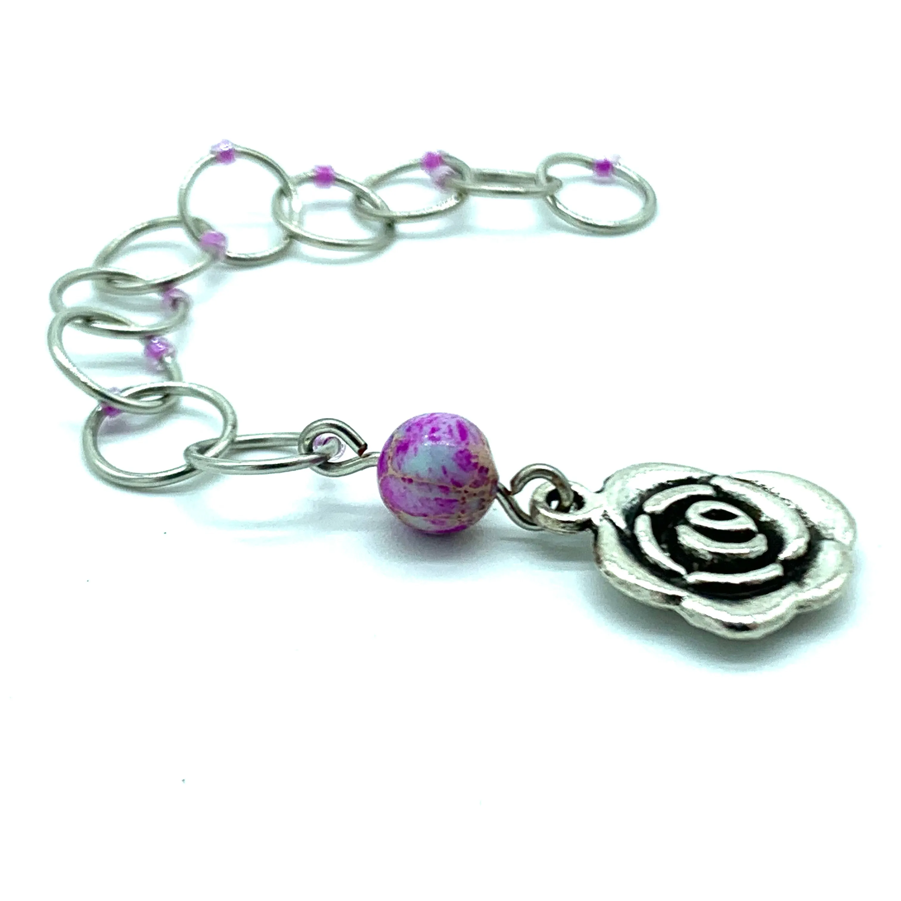 Snagless Beaded Chain Row Counter ~ Rose with Jasper