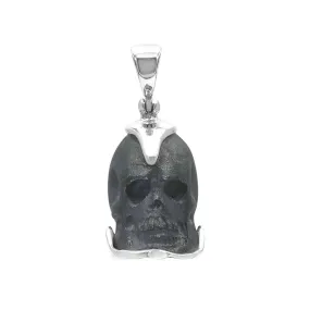 Starborn Hand Carved Pure Elemental Silica Skull Pendant in Sterling Silver
