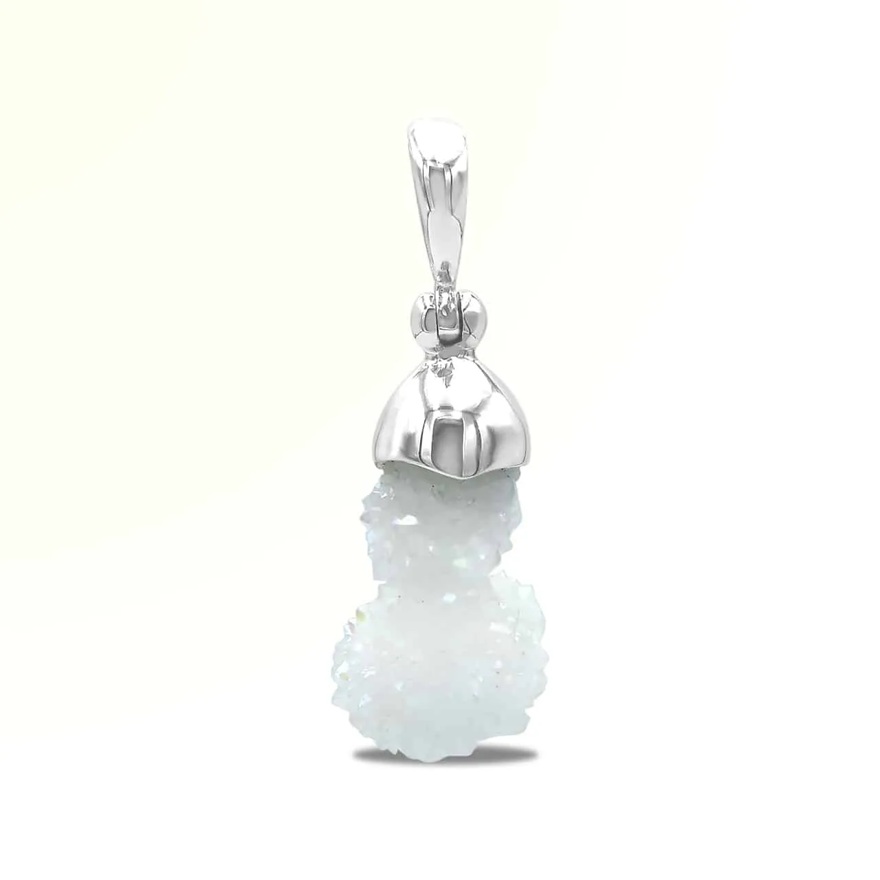 Starborn Spirit Quartz Drusy Pendant Cap Set in Sterling Silver