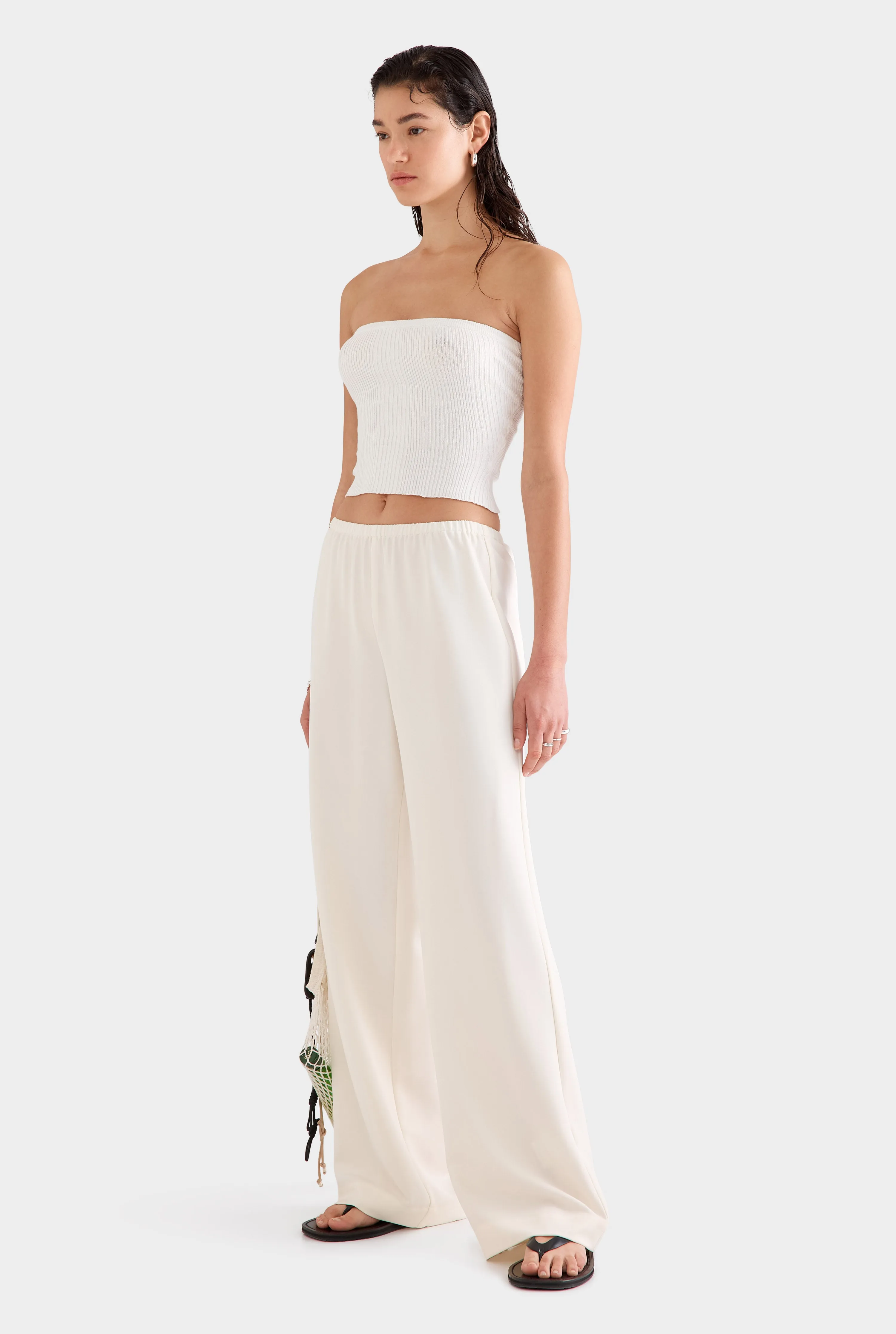 Strapless Linen Knit Top - Off White