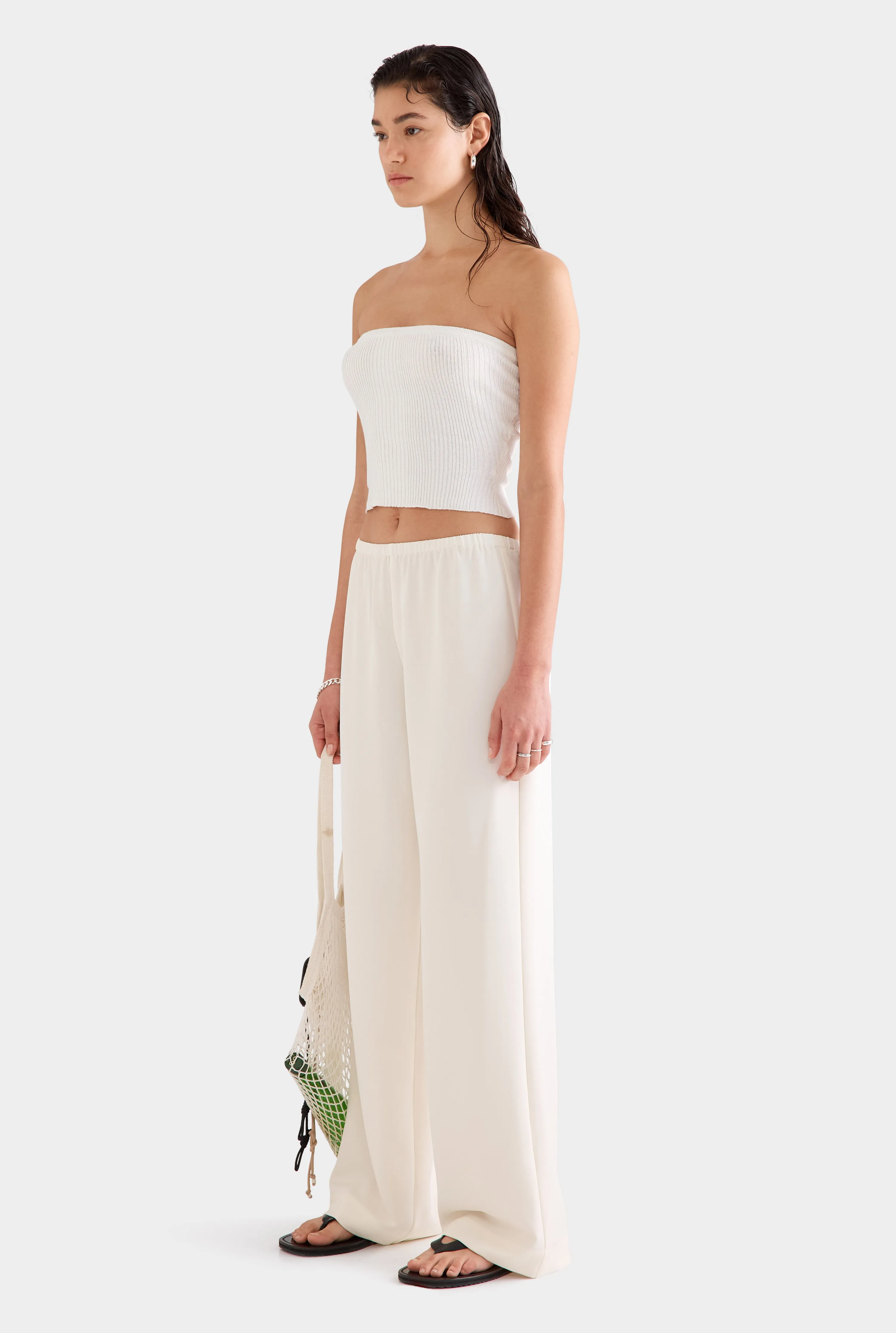 Strapless Linen Knit Top - Off White