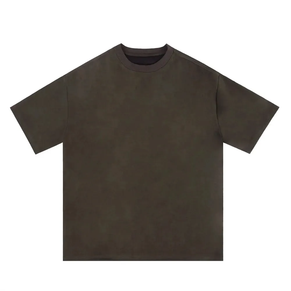 Suede Embroidered Short Sleeve T-shirt - Streetwear Men Clothing
