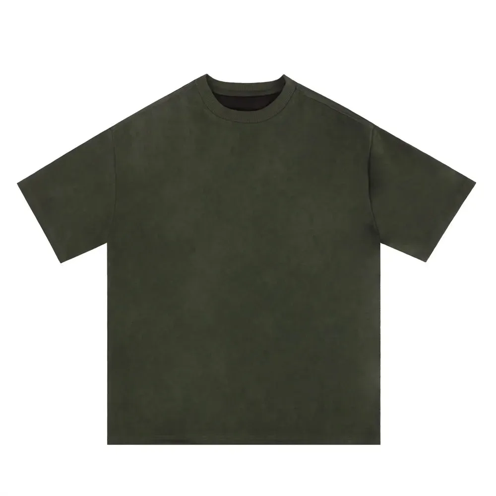 Suede Embroidered Short Sleeve T-shirt - Streetwear Men Clothing