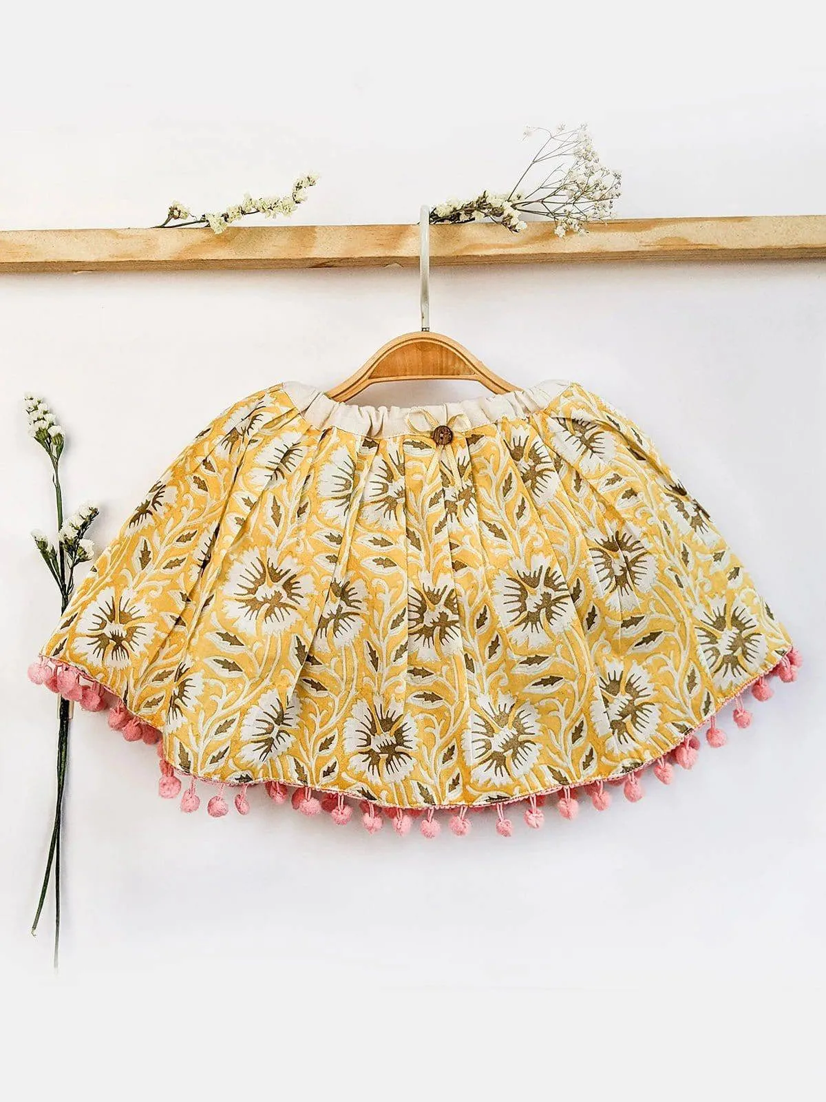 Summer Lemon Refreshing Floral Printed Baby Girl Skirt Top