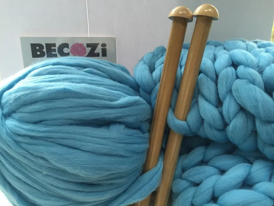 Super Chunky 100% Merino Wool Yarn, Sky Blue
