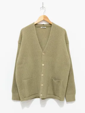 Super Fine Wool Rib Knit Big Cardigan - Top Yellow