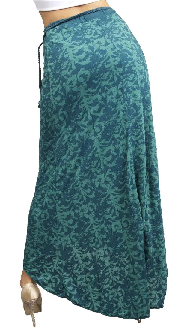Testament Maxi Skirt W/ Braided Bead Belt in Aqua