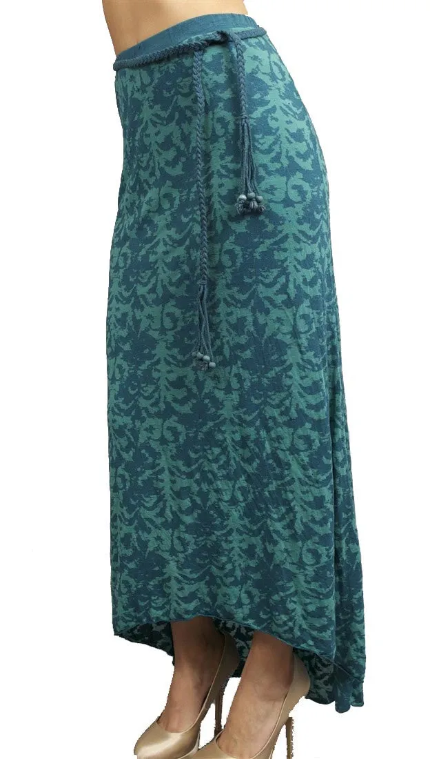 Testament Maxi Skirt W/ Braided Bead Belt in Aqua