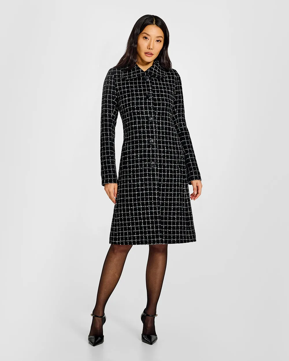Tweed Suri Alpaca Empire Waist A-line Coat