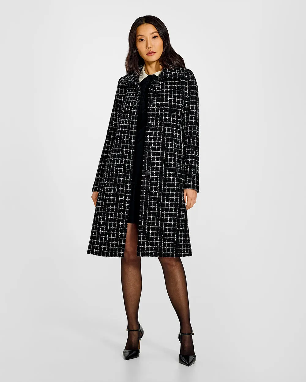Tweed Suri Alpaca Empire Waist A-line Coat