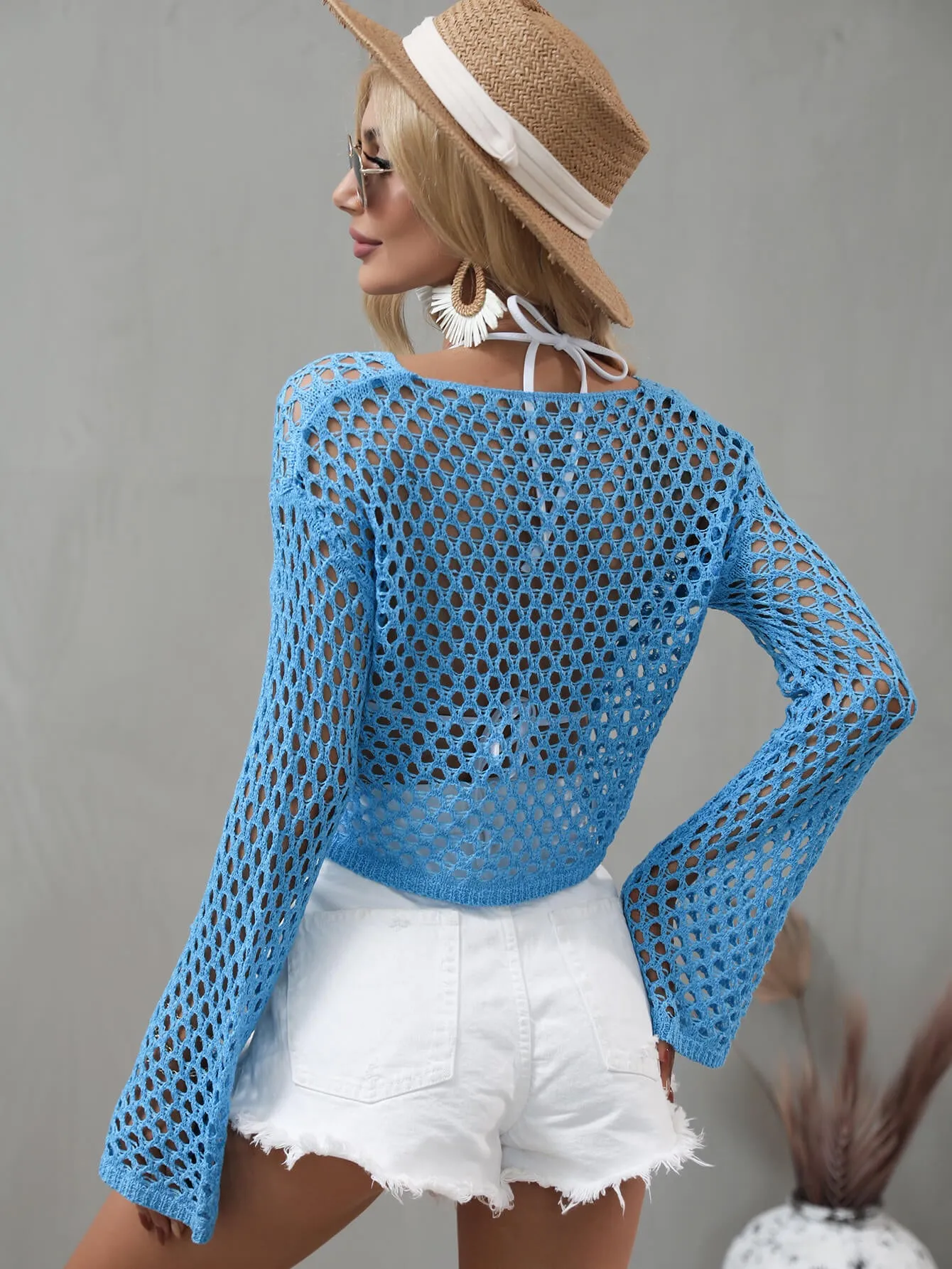 Tyra Flare Sleeve Cropped Cover Up