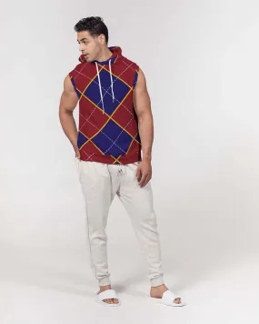Uniquely You Mens Hoodie - Sleeveless Top / Red and Blue Argyle - S2101M0