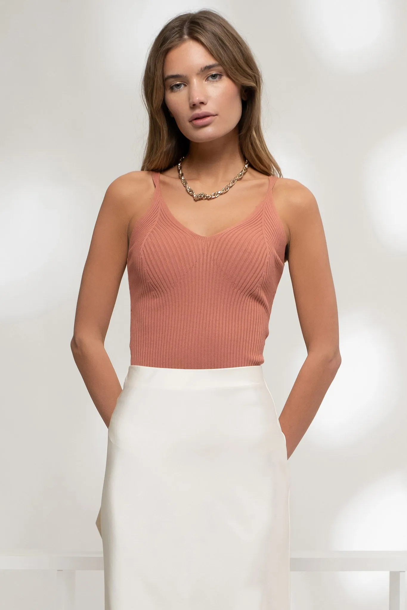 V NECK SWEATER KNIT CAMI TANK