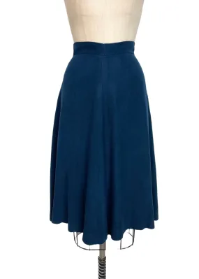 VINTAGE Women's royal blue brushed twill circle skirt, 31.5" / L