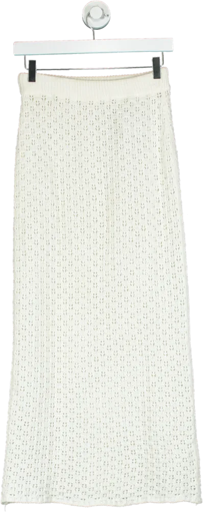 White KNit Midi Skirt UK ONESIZE