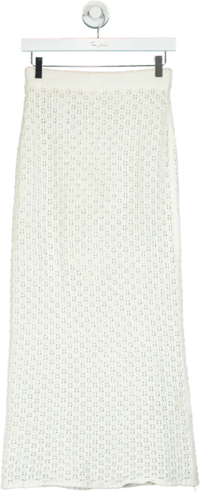 White KNit Midi Skirt UK ONESIZE