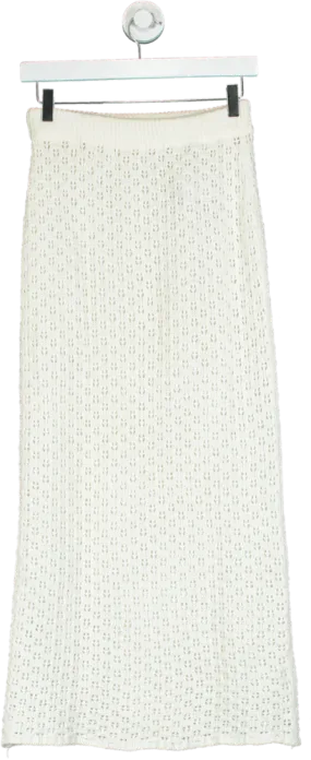 White KNit Midi Skirt UK ONESIZE