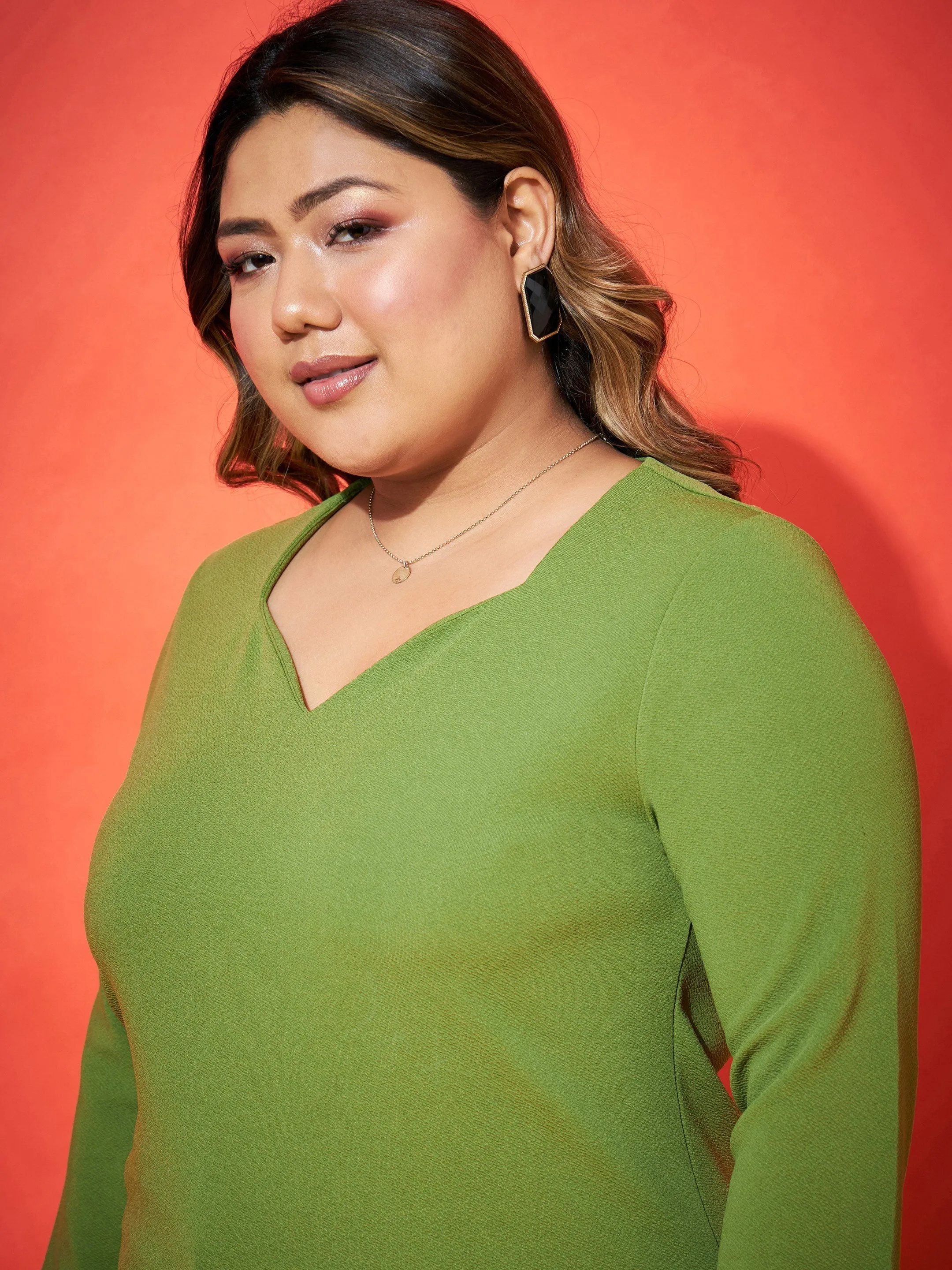 Women Green Sweetheart Neck Regular Top