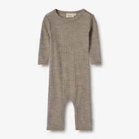 Wool Silk Jumpsuit Frankie - khaki melange
