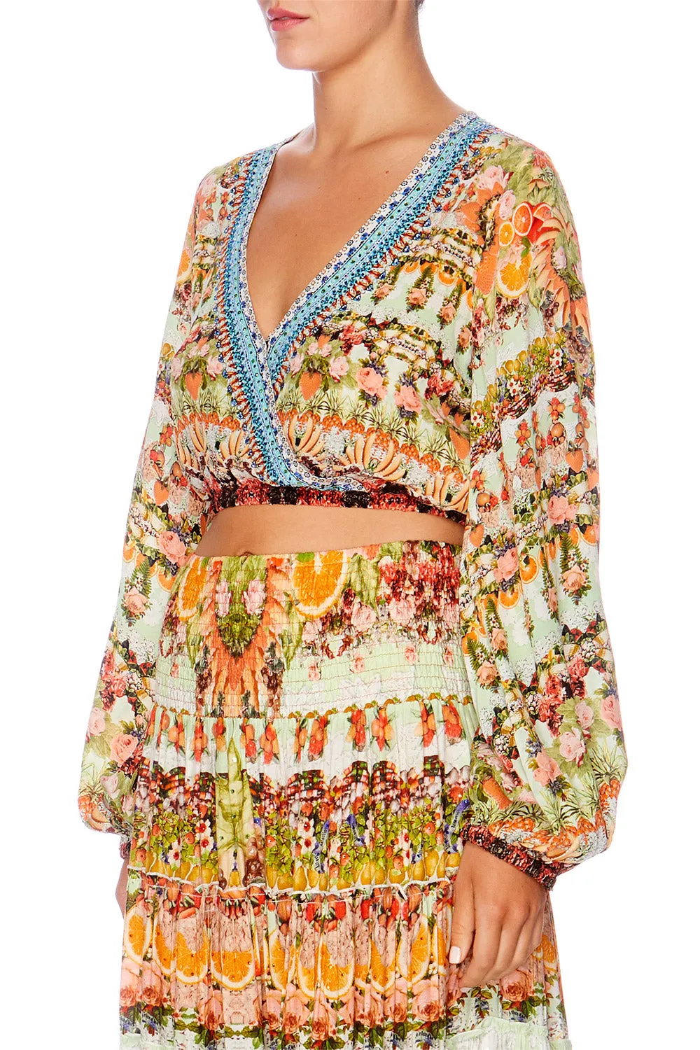 WRAP FRONT MIDRIFF BLOUSE SAMBA SALADA