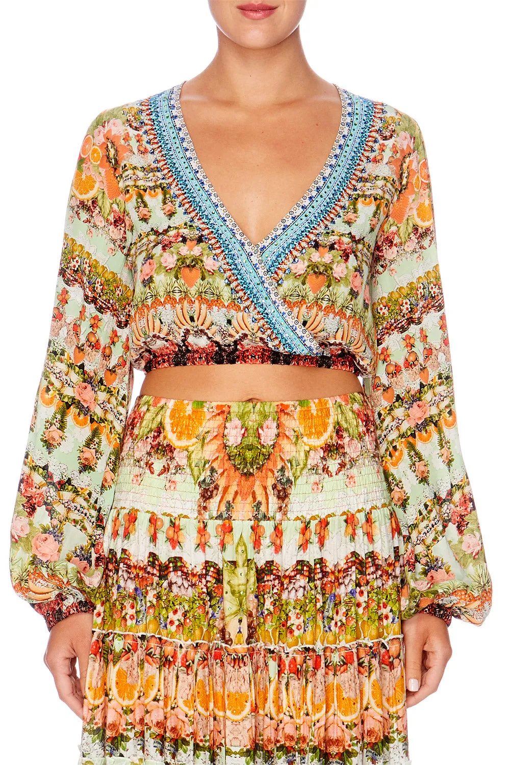 WRAP FRONT MIDRIFF BLOUSE SAMBA SALADA