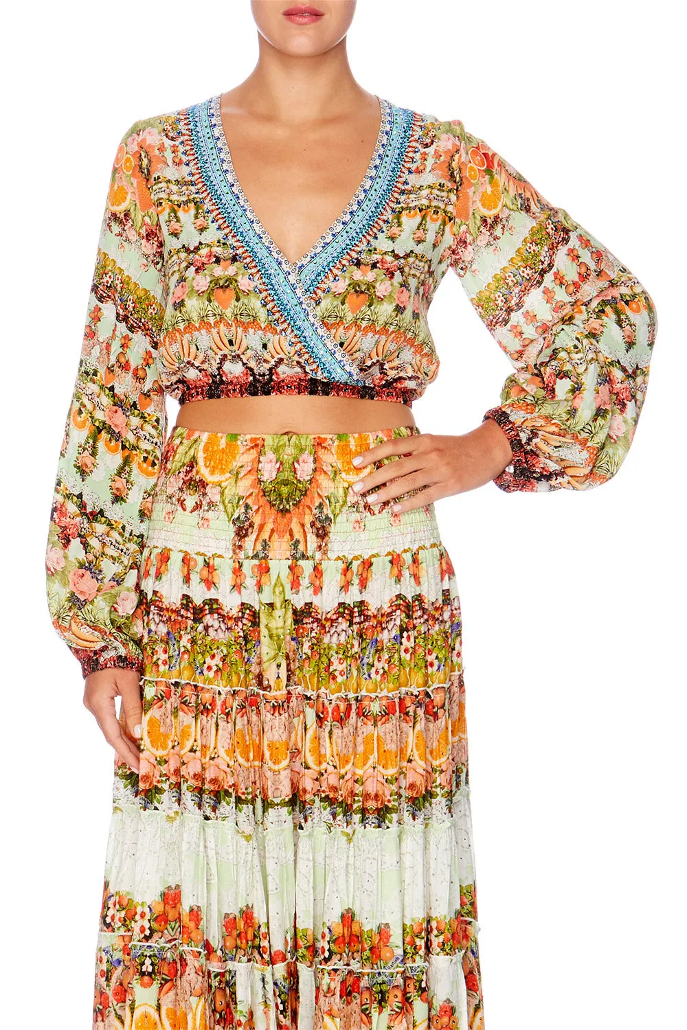 WRAP FRONT MIDRIFF BLOUSE SAMBA SALADA