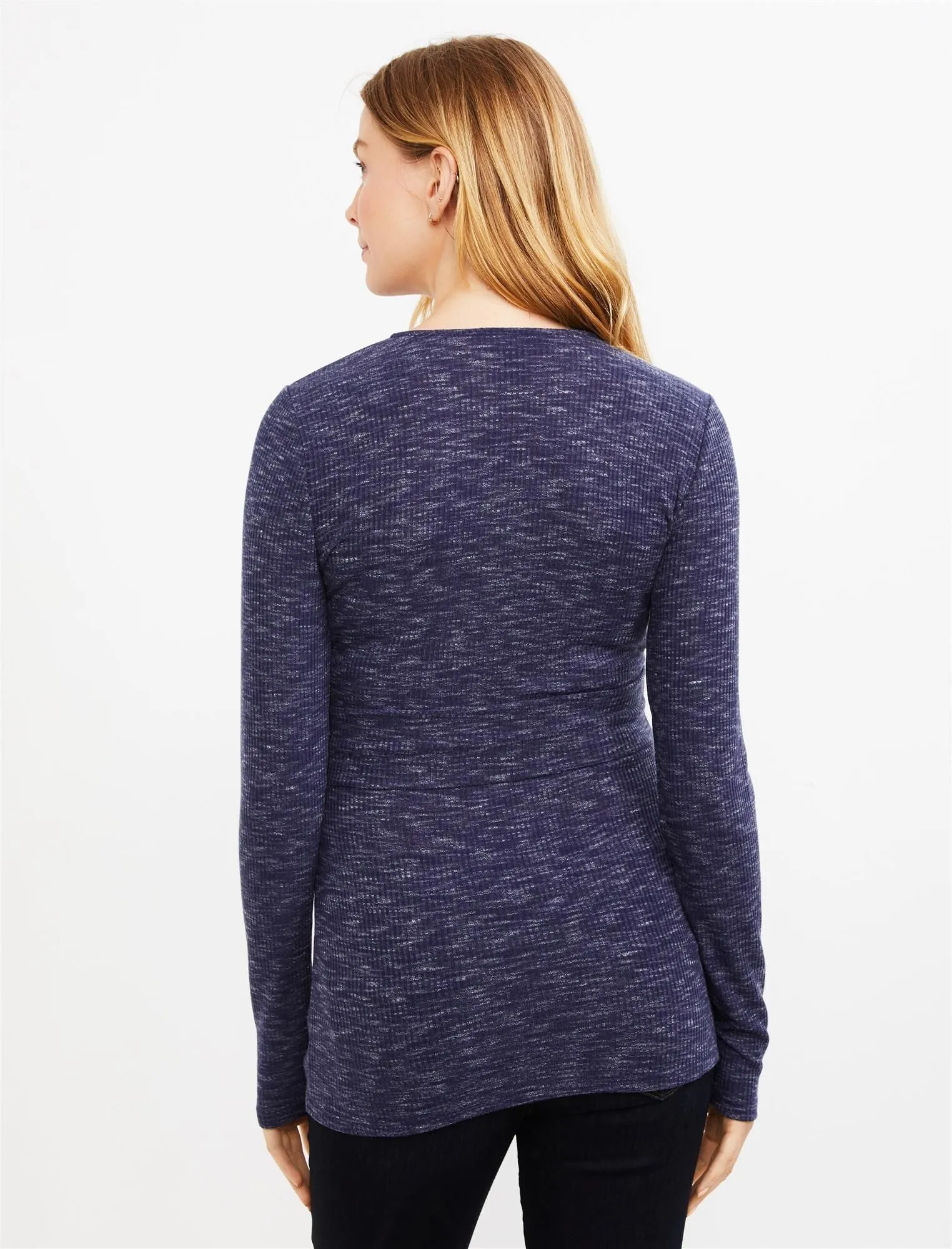 Wrap Tie Front Maternity Top in Navy