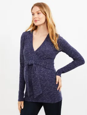 Wrap Tie Front Maternity Top in Navy Wrap Tie Front Maternity Top in Navy