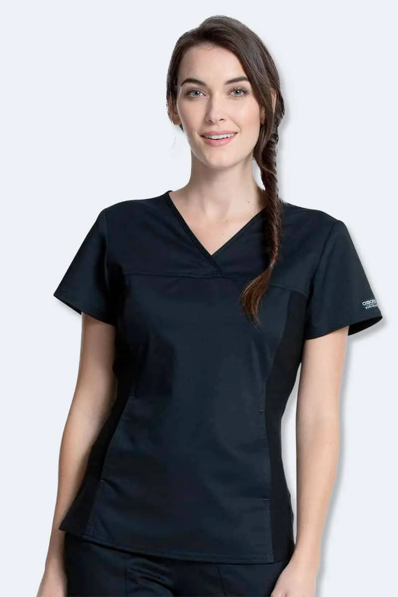 WW2875 Cherokee Revolution Women's V-Neck Knit Panel Top